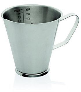 getgastro Vaso medidor de Cromo, níquel Acero – Xtra Precio Valor, sin Soporte, con Escala (100 ML o 200 ML)/Contenido: 0,5, 1 o 2 litros, Messbecher 2