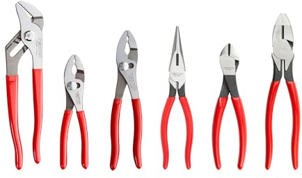 TEKTON Pliers Set, 6-Piece (Groove Joint, Slip Joint, Long Nose, Diagonal Cutting, Lineman's) | PLR99020
