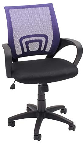 Homely - Silla Oficina, Estudio, Escritorio PRACTIK, Base giratoria con Ruedas, Regulable en Altura, Sistema SINCRO de inclinación, tapizado Tejido 3D Negro, de 58x55x87-97 cm, Respaldo Color Morado