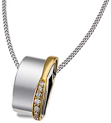 goldmaid Collier Bicolor 925 Sterlingsilber gelb vergoldet 7 Diamanten zus. 0,08 ct. P1 weiß