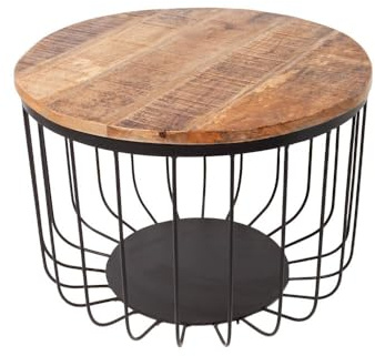 Invicta Interior Massiver Industrial Couchtisch Factory LOFT 56cm Natur Mango Massivholz Wohnzimmertisch Tisch