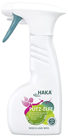 HAKA Putz-Elfe Spray, 250 ml, Displayreiniger für empfindliche Oberflächen, entfernt Fettflecken & Fingerabdrücke, Bildschirmreiniger für Fernseher, Smartphone, Laptop, Tablet, Touchscreen & Monitore
