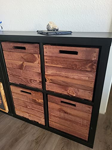 Kistenkolli Altes Land 4er Set Holzkiste Aufbewahrungskiste Schubladenbox passend für alle Kallaxregale und Expidit Regale 33x38x32,5cm Kallax Boxen Einsatz (4er Vintage Ocker)