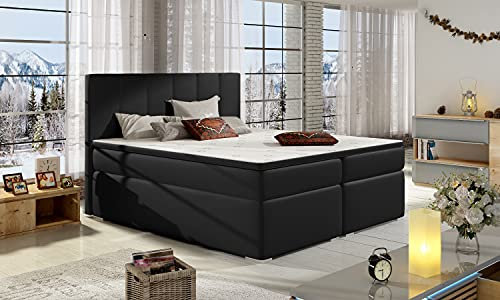 All4All Boxspringbett Bali III Polsterbett Bett 180x200cm mit Bettkasten Toper Gewebe Kunstleder Möbel 23 (Soft11)