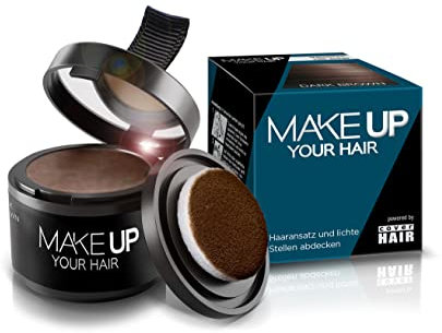 COVER HAIR Ansatzpuder in Dunkelbraun (4g) - Haarpuder zur schnellen & unsichtbaren Kaschierung des Ansatz, Haarverdichtung & Abdecken grauer Haare - Wind- & Wasserfest