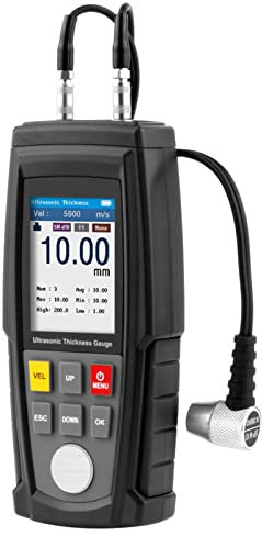 BuyWeek Ultraschall Dickenmessgerät, WT130A Digitales Ultraschall Dickenmessgerät Handheld Ultraschall Dickenmesser 1,00–300,0 mm Messbereich
