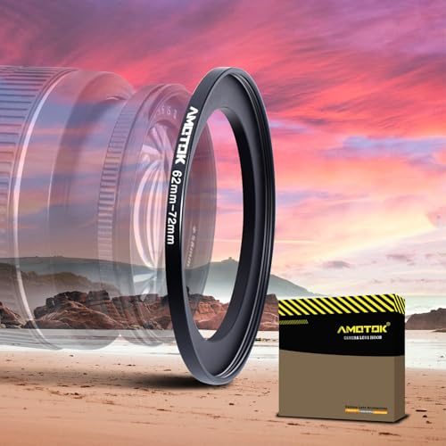 62 mm Objektiv auf 72 mm Kameraobjektiv-Adapter, 62 mm auf 72 mm Filter-Step-Up-Ring-Adapterring, kompatibel mit Allen 72 mm Filter-Zubehör