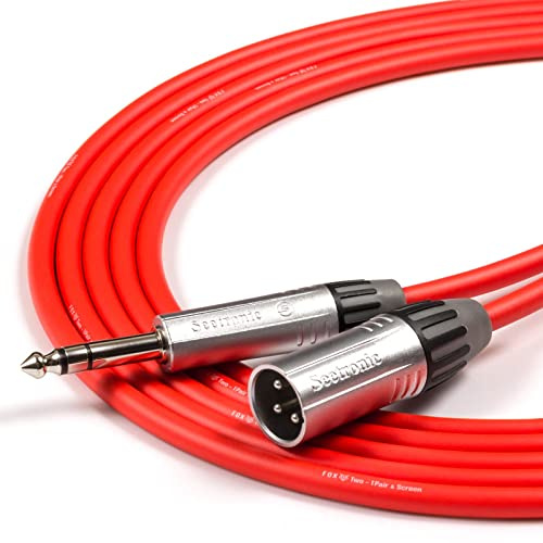 Tourgrade TRS Jack to Male XLR Lead. foxTWO Cable. Mixer to FX, Active Speaker [1.2m, Red]