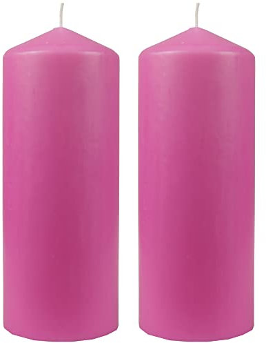 Bestgoodies Candele a pilastro, diametro 8 cm x 20 cm (confezione da 2) rosa, lunga durata, prodotte in UE, candele a blocchi di cera
