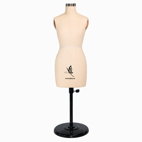 lavandeform Manichino da sartoria femminile, da cucire in miniatura (non si tratta di taglia adulta). Gli aghi possono essere forati nel manichino di mezza taglia. (beige)