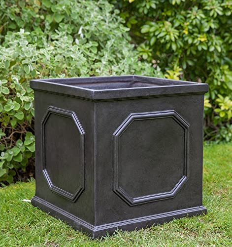 45cm Chelsea Box Planter - Flower Pot - Garden - Patio - Landscape - Stonelite/Improved Fibreclay - Cube - Box