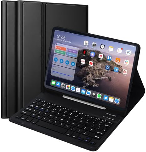Fodral med tangentbord för Samsung Galaxy Tab S6 Lite- (brittisk layout) Bluetooth-tangentbord för Galaxy S6 Lite Tablet, tangentbordsfodral för Samsung Tab S6 Lite 10,4 tum 2024/2022/2020