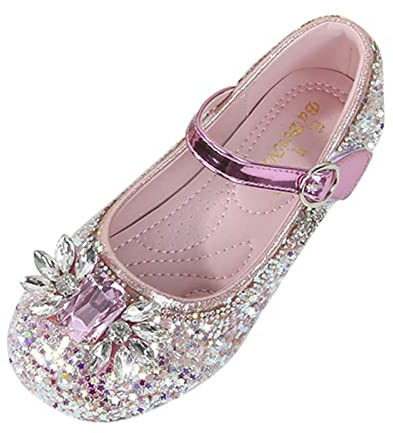 Mädchen Pailletten Kristall Prinzessinnen Schuhe Mary Jane Festliche Kleidschuhe rutschfeste Weichen Sohlen Fasching Party Hochzeit Ballerina Schuhe Kinder Abendschuhe