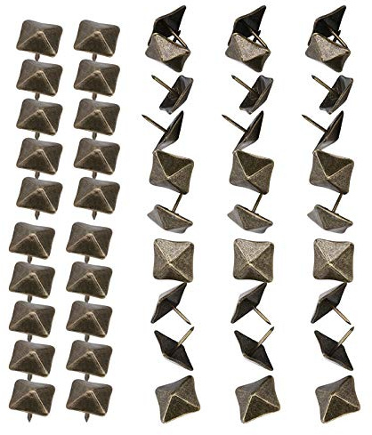 50PCS Clavos Decorativos, Clavos Antiguos de Hierro Clavos Decorativos Cabeza de Pirámide, Clavos de Cabeza Cuadrada para Muebles para Cajas de Madera (Longitud lateral 19 mm *