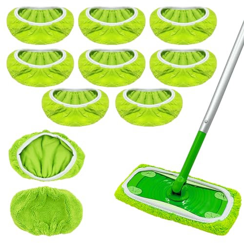 10 Stück Tücher Wiederverwendbare für Sweeper Mop, Trockene Feuchte Bodentücher, Maschinenwaschbar Mopptuch für Nass und Trockengebrauch Besentücher-Hochwertige Mikrofaser und Korallenfleece Stoff