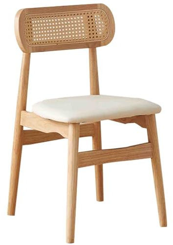 Büro Massivholzstuhl Haushalt Rattan Esszimmerstuhl Retro Rückenlehne Stuhl Freizeitstuhl Sitzkomfort atmungsaktiv geruchsneutral Sicherheit und Umweltschutz (Color : Log Colour, S : 78 * 48 * 46cm)
