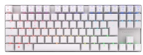 CHERRY MX 8.2 TKL Wireless, Clavier de Jeu sans Fil sans Pavé Numérique, Disposition Allemande (QWERTZ), Bluetooth, 2,4 GHz & Câble, MX2A Red Switches, Blanc