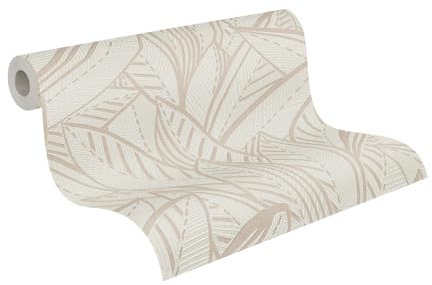 A.S. Création Vliestapete mit Blättern - hochwertige Tapete Floral 399333 in Weiß, Grau - Tapete Vlies Blätter Muster - Made in Germany