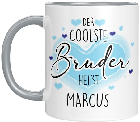 Tasse personalisiert mit Namen - Kaffeetasse mit Spruch - der coolste Bruder - Namenstasse - witzig - Geschenkidee - Familie - Geburtstagsgeschenk