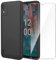 LYZXMY Case for Nokia C12 / C12 Pro Plus with Tempered Glass Screen Protector - Black Flexible Bumper Silicone TPU Shell for 6.3 Nokia