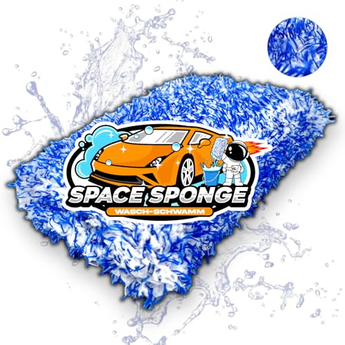 Rocket Gloss Space Sponge Auto Waschschwamm Mikrofaser Blau Premium Autopflege Schwamm - Extrem Saugstark - Schonende Reinigung - Car Wash Sponge