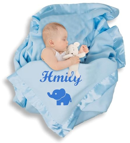 GUIRONG Personalizzata coperta per Neonato con Nome，copertina Neonato，Coperta Neonato Invernale Personalizzata，Regalo Personalizzato Neonatoragazzo, Ragazza, coperta Per Bambini Blu, Rosa
