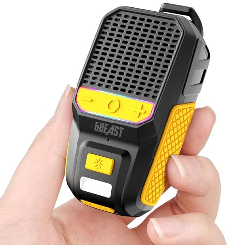 GBEAST Wearable Bluetooth Speaker, Clip-On Mini Portable Speakers All Day Playtime Waterproof Built-in Mic for Hands-Free Music/Calls Bluetooth Speaker with RGB/Flashlight for Jobsite/Outdoor/Golf