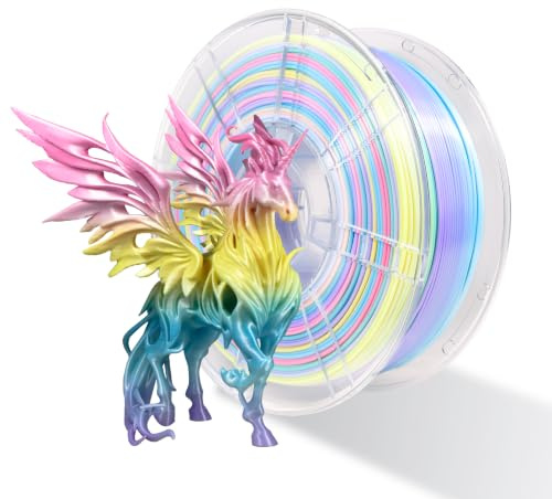 iBOSS Filamento per stampante 3D in seta Macaron Arcobaleno PLA+ 1,75 mm +/-0,02 mm, 1 kg (2,2 lb), filamento PLA PRO per stampa 3D, adatto alla maggior parte delle stampanti FDM