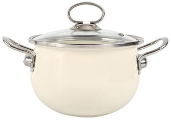 Olla sopera de acero inoxidable con tapa, cacerola pequeña para cocinar salsa, cacerola de uso diario con tapa, cacerolas blancas de 22 cm