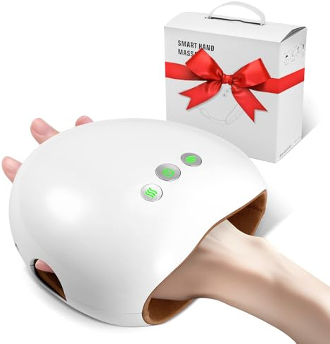 Cordless Electric Hand Massager,Electric Handheld Massager with 3 Levels Compression and Heat for Arthritis and Carpal Tunnel Relief,Rechargeable Finger Massaing for Home Office,Gift for Men,Women