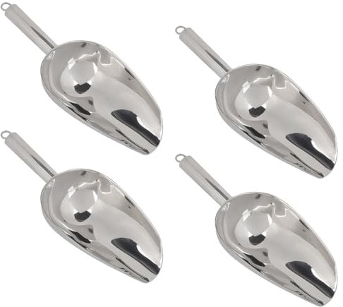 Ice Scoop, Multifunctional Stainless Steel Food Scoop Metal Coffee Beans Dried Fruit Shovel Utility Scoop for Bar and Kitchen (18oz-4Pcs)