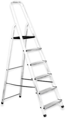MYPRO Aluminium Step Ladder - 6 Step Folding Ladder - Non-Slip Surface Hand Rails - Heavy Duty - Anti-slip steps -Strong - Lightweight -Portable - Closed Height 1970 mm Platform Height 1190 mm