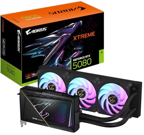Gigabyte AORUS GeForce RTX 5080 Xtreme WATERFORCE 16G Grafikkarte - 16GB GDDR7, 256 Bit, PCI-E 5.0, 2805MHz Core Clock, 3 x DP 2.1a, 1 x HDMI 2.1b, NVIDIA DLSS 4, GV-N5080AORUSX W-16GD