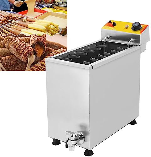 WOTZOV Freidora Comercial, Máquina de Freír Palitos de Hot-Dogs con Queso, equipo de freír salchichas 12 piezas, temperatura ajustable, Gran capacidad, freidora