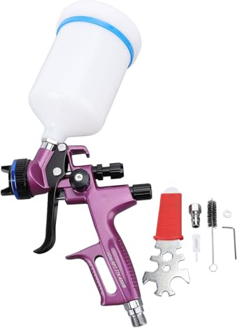 HVLP Spraypistol, Färgsprut med 1,3 Mm Munstycke, 600 Ml Kopp och Justerbara Spraymönster, Luftspraypistol, Sprayfärgpistol för Husmålning, Möbler, Väggar, Skåp, Bilar, Staket