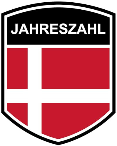 Samunshi® Dänemark Wappen mit Flagge und Jahreszahl Fahne Aufkleber Insigne Wohnmobil Aufkleber für Motorrad Roller Camper Camping Wohnwagen Rennrad Form B 6,3 x 8cm