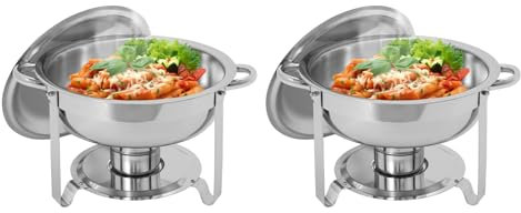LUNICASHA Set di 2 contenitori per alimenti in acciaio inox, per ristorazione, buffet, feste