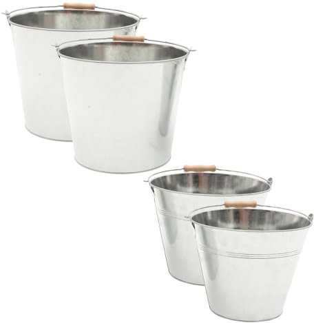 Mobestech 2stücke Teiliges Grill Holzkohle Eimer Mit Rostfreiem Metall Feuerstelle Ascheeimer Und Großer Kapazität Vielseitiger Kohlenkübel Für Kaminzubehör Outdoor Lagerung Und Küchenbedarf