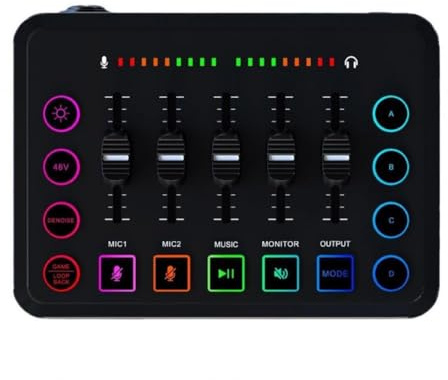 OUTFYT Mélangeur de Podcast 3 pièces, mélangeur de Jeu RGB avec Interface de Streaming Bluetooth, Carte Son Externe,Une ExpéRience Sonore Plus IntéRessante