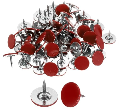 sourcing map Reißzwecken, 11 x 10 mm, rund, flacher Kopf, dekorative Daumennägel, Polsternägel für Korktafel, Büro, Wandbehang, Rot, 120 Stück