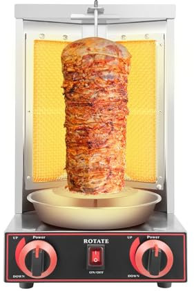 MáQuina EléCtrica Lpg Kebab,MáQuina para Asar A La Parrilla con 2 Tubos De Calentamiento Y Bandeja Recolectora De Carne,Barbecuestove,Parrilla A Gas, Estufa para Barbacoa