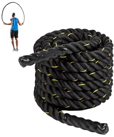 Bomvabe Schweres Springseil Erwachsene für Fitness Muskelaufbau, Langes Schweres Springseil für Training Fitnessstudio Outdoor, Schwarz