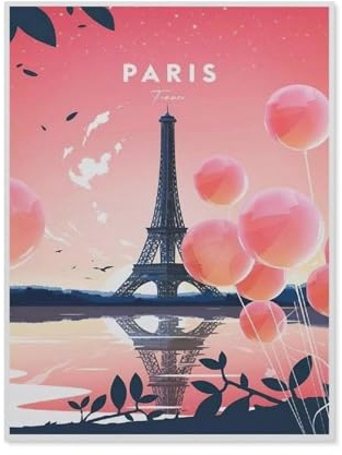 Paris Eiffelturm Vintage Reise Poster，3D Puzzle 1000 Stück, Holz Montiert DIY Puzzle Montage Spielzeug Für Kinder, Holz Puzzle Holz Geschenk（75x50cm）-BK40