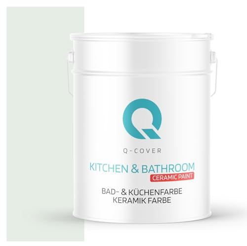 Q-COVER BAD-& KÜCHENFARBE | Weiß-grün | 10 L | für Wände – robust, schmutzabweisend, tiefmatt