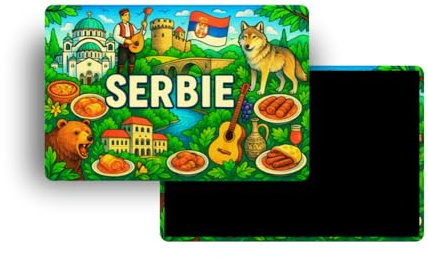 Kühlschrankmagnete – 120 Länder zur Auswahl – Touristische Souvenirs – Länder der Welt – Dekorative Kühlschrankmagnete – Reisegeschenk – Traditioneller Stil – 5,4 x 7,8 cm – 1 Stück (Serbien)