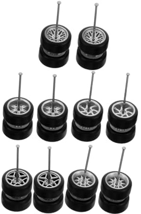 ORFOFE 1/64 Scale Alloy Model Car Wheels Rubber Tires Set for Rc Car DIY Upgrade Silver Five-star, Tree Fork B, Ten-claw, Seven-claw, Six-claw Wheel Rims Replacement