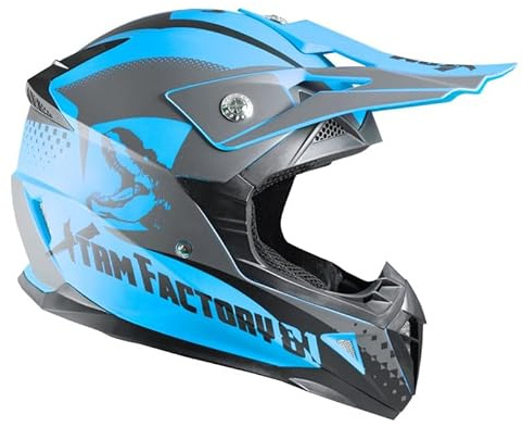 Casque Enfant Moto et Quad – Bleu - Taille 47 à 54 cm (4 à 12 Ans) - Casque Enfant homologué CE (ECE/22-06), Protection Sécurisée et Confortable pour Enfants - Casque intégral (S 47-48cm)