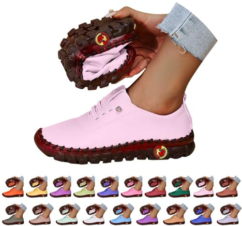 Running Trainers Womens Womens Trainers Waterproof Non Slip Walking Shoes Lightweight Soft Wide fit Running Sneakers Casual Orthopedic Shoe Ladies Lace up Sneaker for Tennis Gym Tennis Light Pink 7