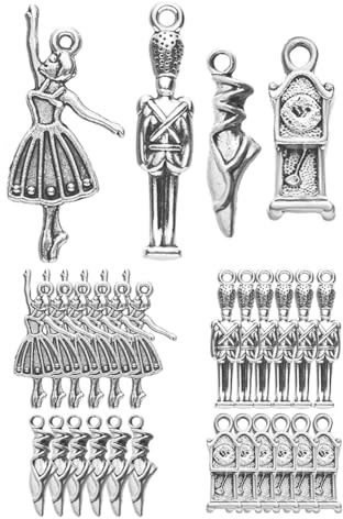Jnchdghwa 80 Dijes de Cascanueces de Ballet para Navidad, Accesorios de Joyería DIY de Plata