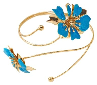 KHASCBNF Pulsera Para La Parte Superior Brazalete bohemio elegante con flor esmaltada for la parte superior del brazo for mujer, brazalete en espiral geométrico a moda, joyería for fiesta playa